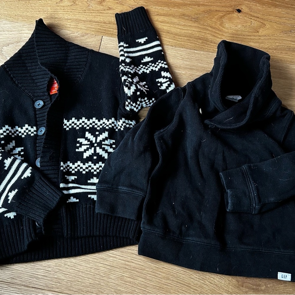 GAP Black and White Knit Cardigan and Dress Sweater